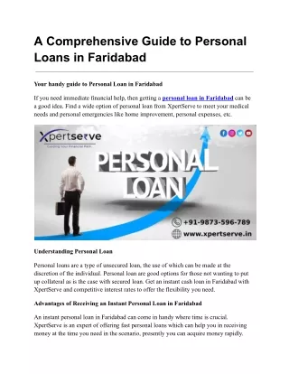 Personal Loan in Faridabad