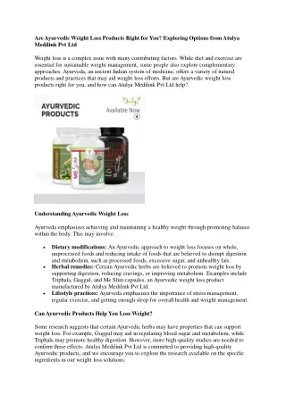 Are Ayurvedic Weight Loss Products Right for You? Exploring Options from Atulya