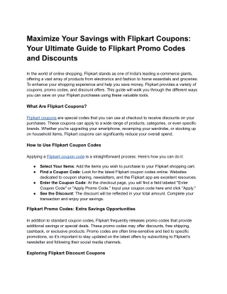 Maximize Your Savings with Flipkart Coupons