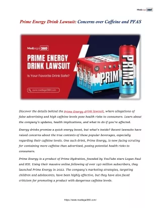 Prime Energy Drink Lawsuit: Concerns over Caffeine and PFAS