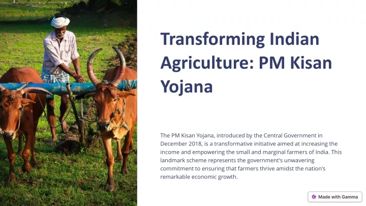 transforming indian agriculture pm kisan yojana