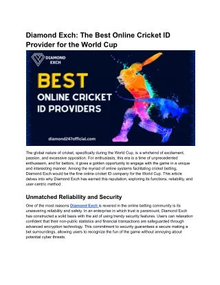 Diamond Exch_ The Best Online Cricket ID Provider for the World Cup