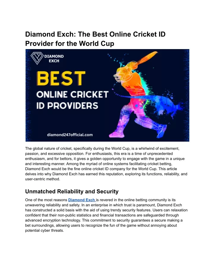 diamond exch the best online cricket id provider