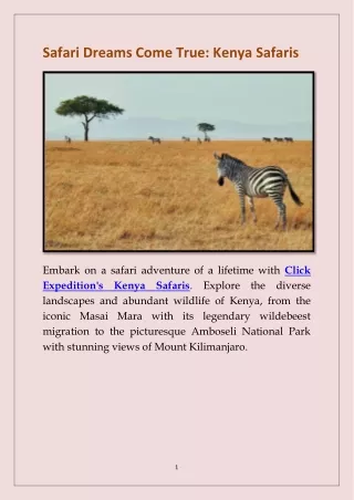 Safari Dreams Come True: Kenya Safaris