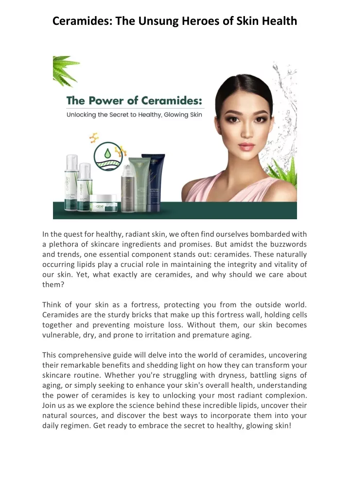 ceramides the unsung heroes of skin health