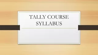 TALLY COURSE SYLLABUS