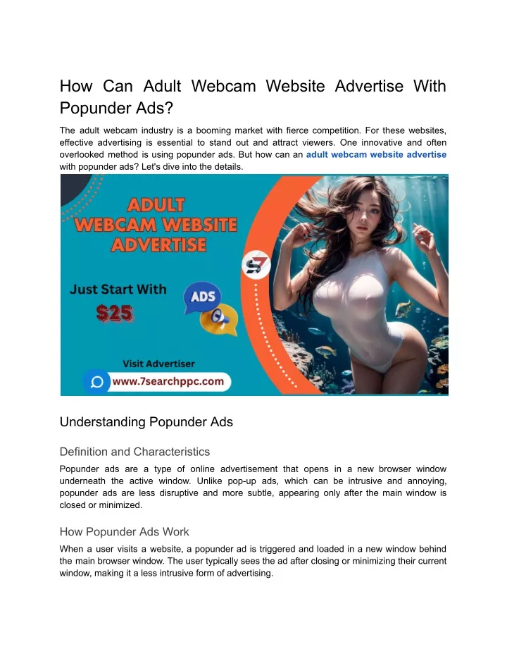 how can adult webcam website advertise with