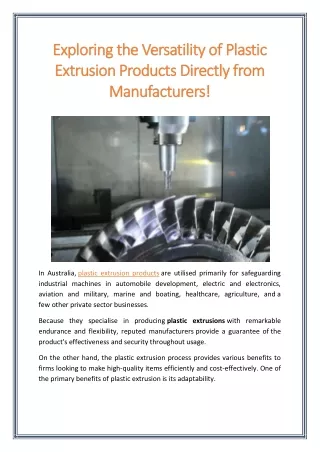 Exploring the Versatility of Plastic Extrusion Products Directly from Manufacturers