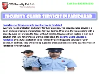 Security Guard Services in Faridabad