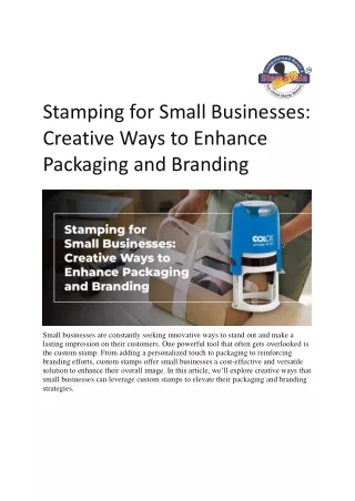Stamping for Small Businesses- Creative Ways to Enhance Packaging and Branding