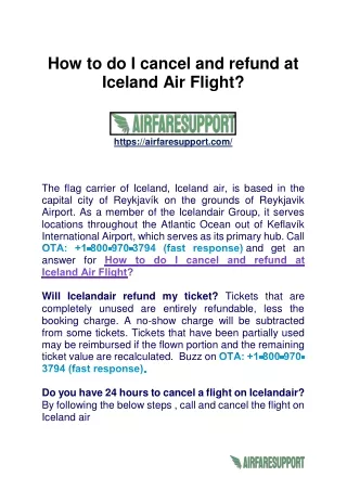 How to do I cancel and refund at Iceland