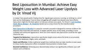 Best Liposuction in Mumbai Achieve Easy Weight Loss with Advanced Laser Lipolysis by Dr. Vinod Vij