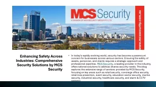 Enhancing Safety Across Industries Comprehensive Security Solutions by MCS Security​