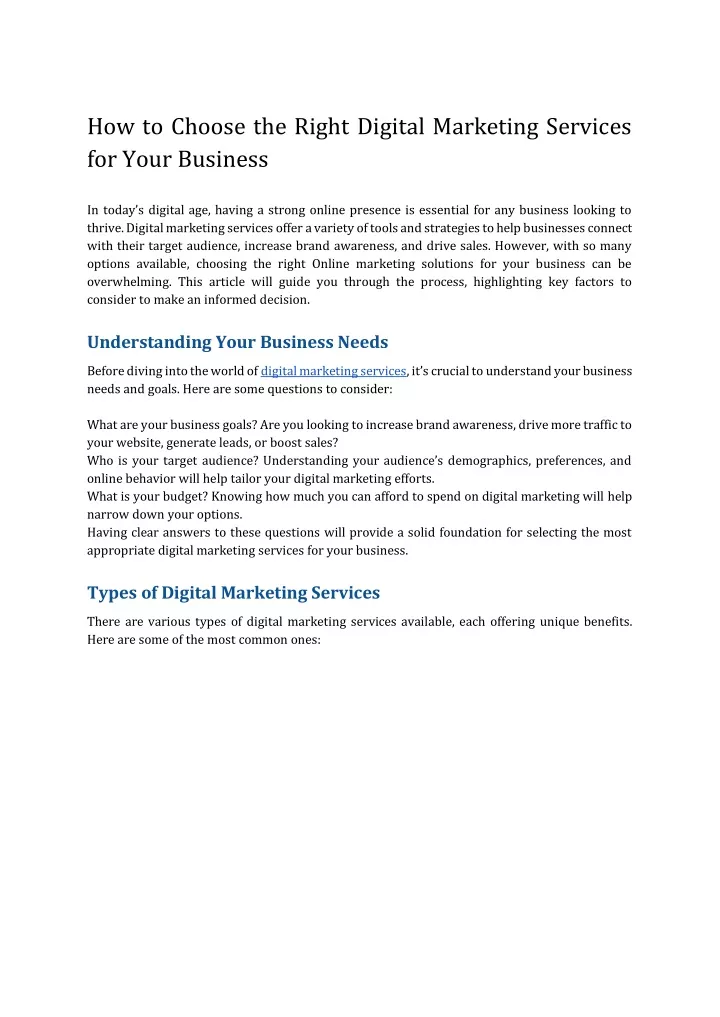 how to choose the right digital marketing