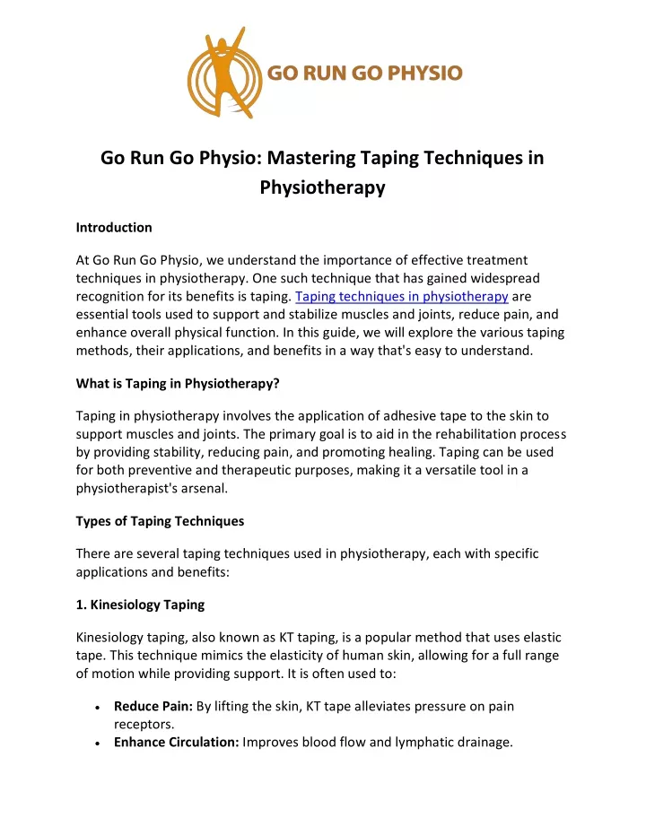 go run go physio mastering taping techniques