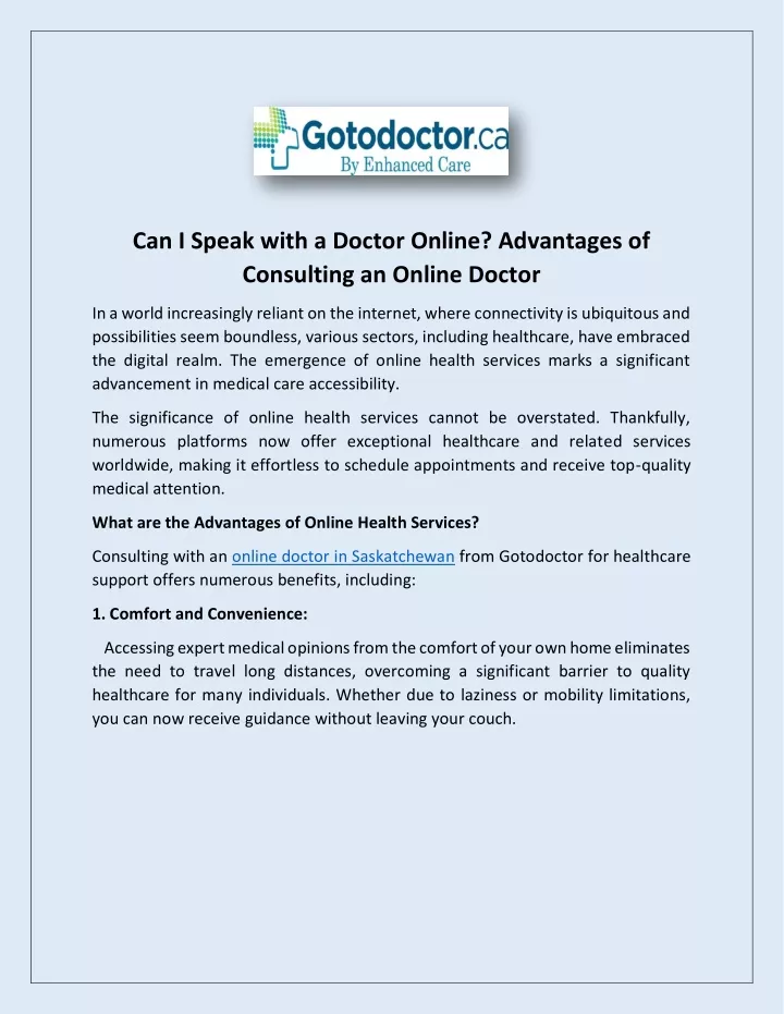 can i speak with a doctor online advantages