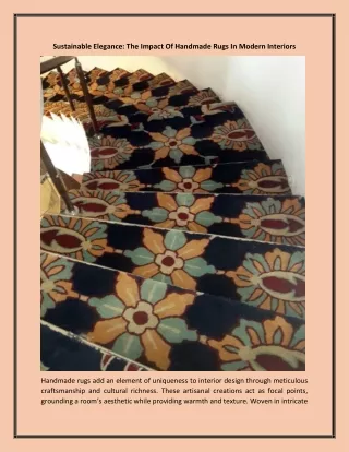 Sustainable Elegance The Impact Of Handmade Rugs In Modern Interiors