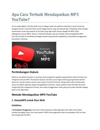 Apa Cara Terbaik Mendapatkan MP3 YouTube