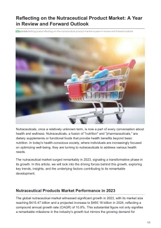 reflecting on the nutraceutical product market