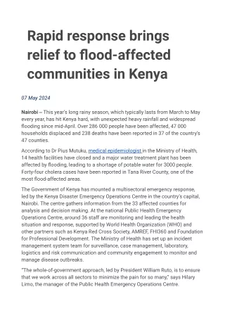 rapid response brings relief to flood affected