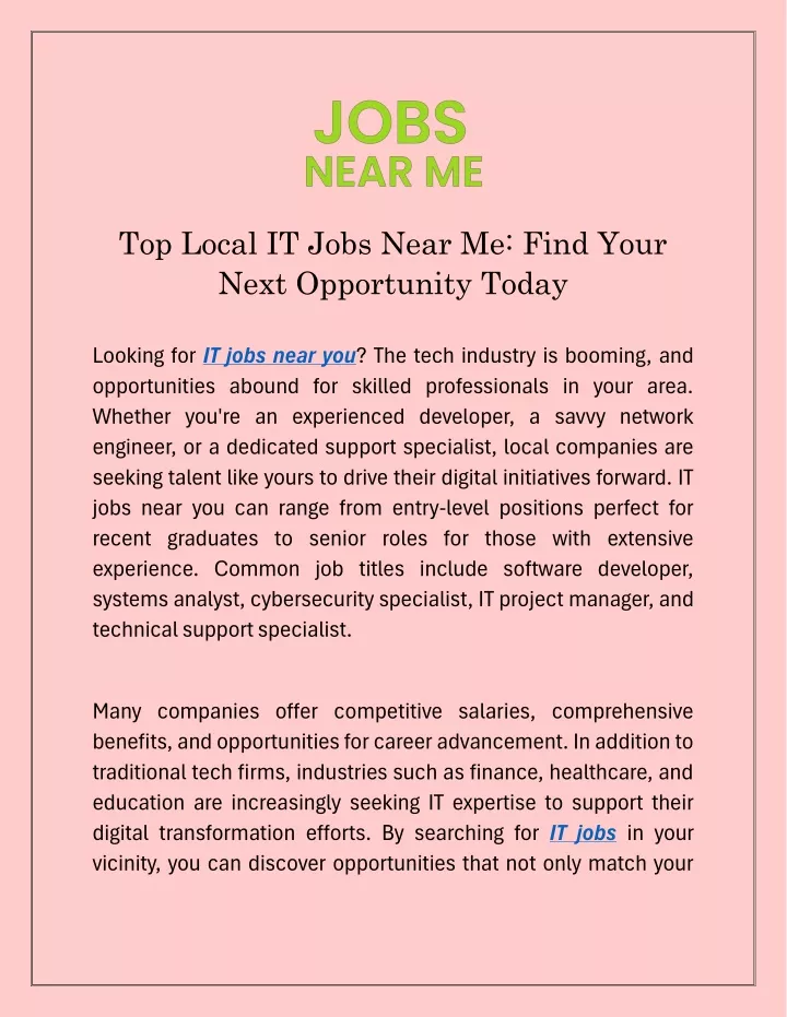 top local it jobs near me find your next