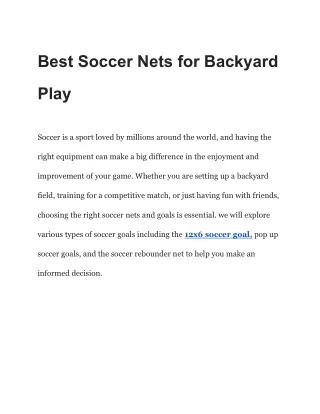 Best Soccer Nets for Backyard Play