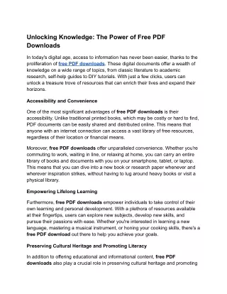 unlocking knowledge the power of free