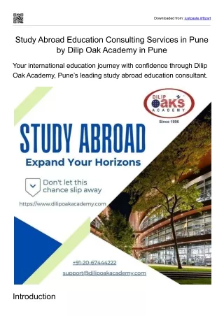 Study Abroad Education Consulting Services by Dilip Oak Academy in Pune