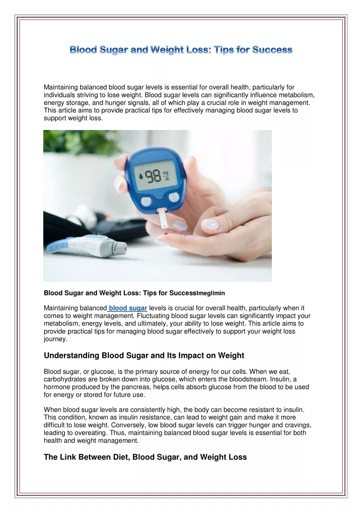 maintaining balanced blood sugar levels