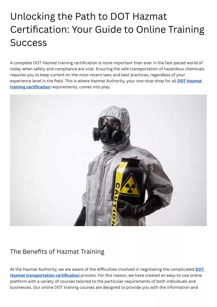 unlocking the path to dot hazmat certification