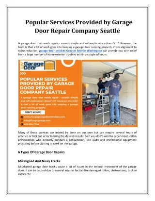 Popular Services Provided by Garage Door Repair Company Seattle