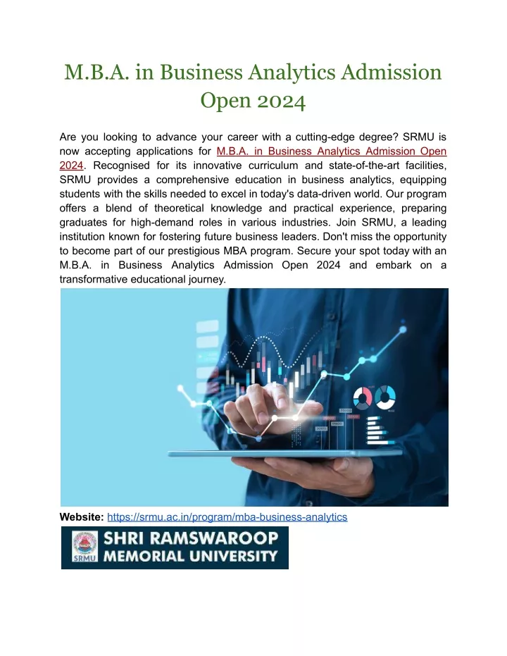 m b a in business analytics admission open 2024