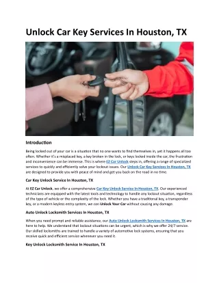 Unlock Car Key Services In Houston, TX