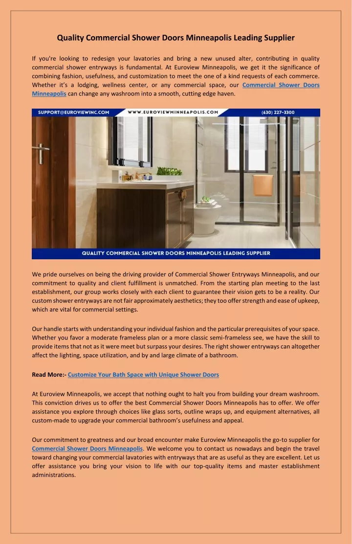 quality commercial shower doors minneapolis