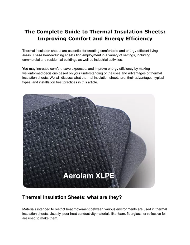 the complete guide to thermal insulation sheets