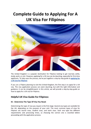 Complete Guide to Applying For A UK Visa For Filipinos - My Legal Services