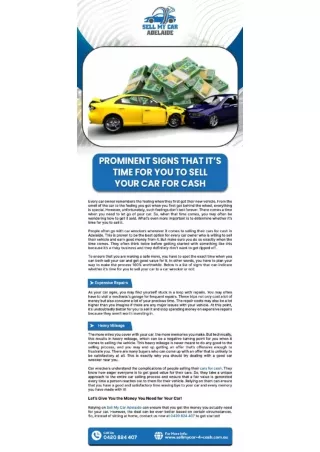 Prominent Signs That It’s Time for You to Sell Your Car for Cash