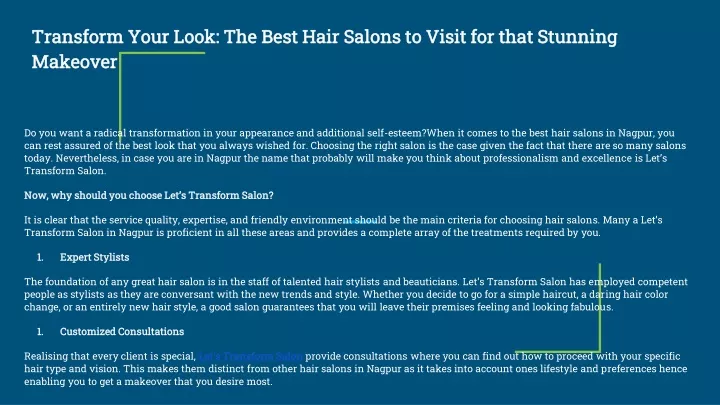 transform your look the best hair salons to visit for that stunning makeover