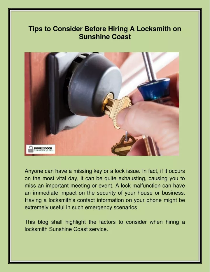 tips to consider before hiring a locksmith