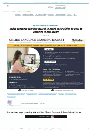 Online Language Learning Market to Reach $44.9 Billion by 2031 As Revealed In Ne