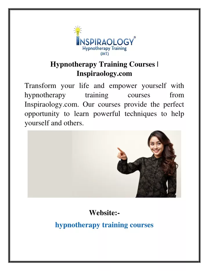 hypnotherapy training courses inspiraology