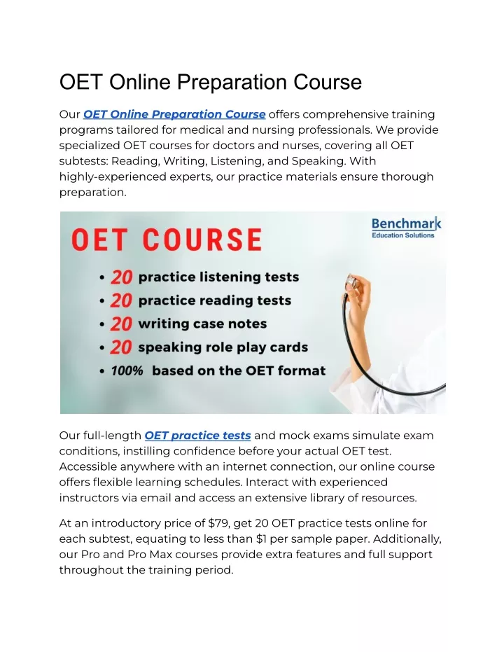 oet online preparation course