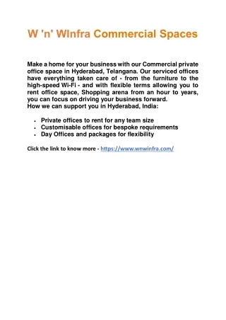 Walls 'n' Windows Infra Commercial Spaces