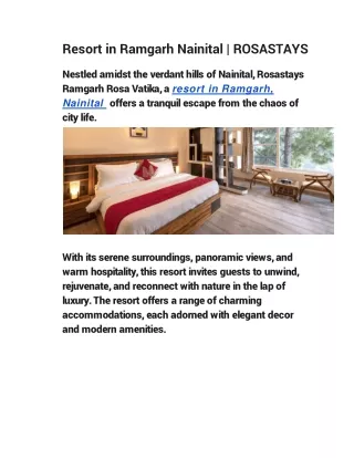 Resort in Ramgarh Nainital | ROSASTAYS