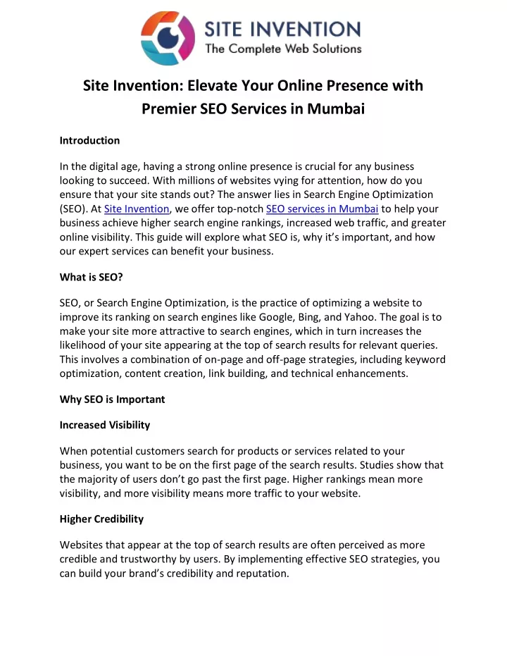 site invention elevate your online presence with