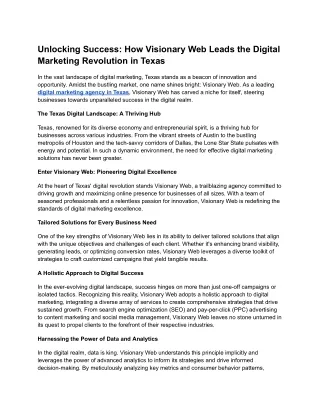 Unlocking Success_ How Visionary Web Leads the Digital Marketing Revolution in Texas