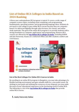 Top Online BCA colleges in India