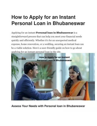 How to Apply for an Instant Personal Loan in Bhubaneswar