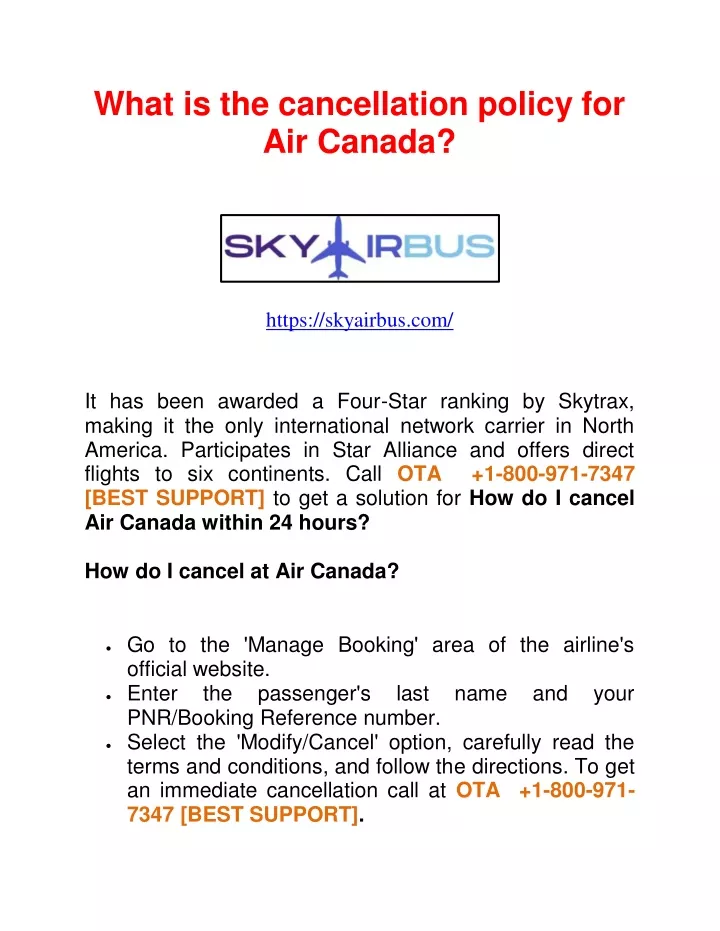 what is the cancellation policy for air canada