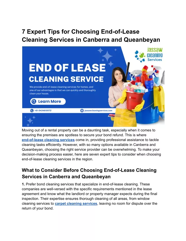 7 expert tips for choosing end of lease cleaning